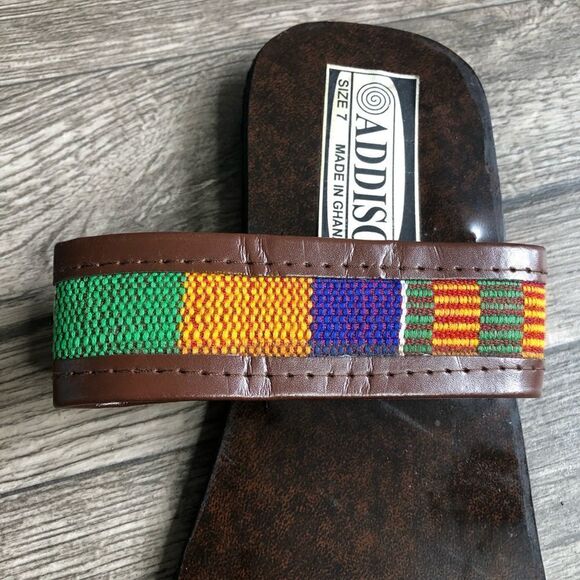 AFRICAN KENTE Cloth Print Tortoise Sandals Slides Flip Flops - Picture 4 of 13